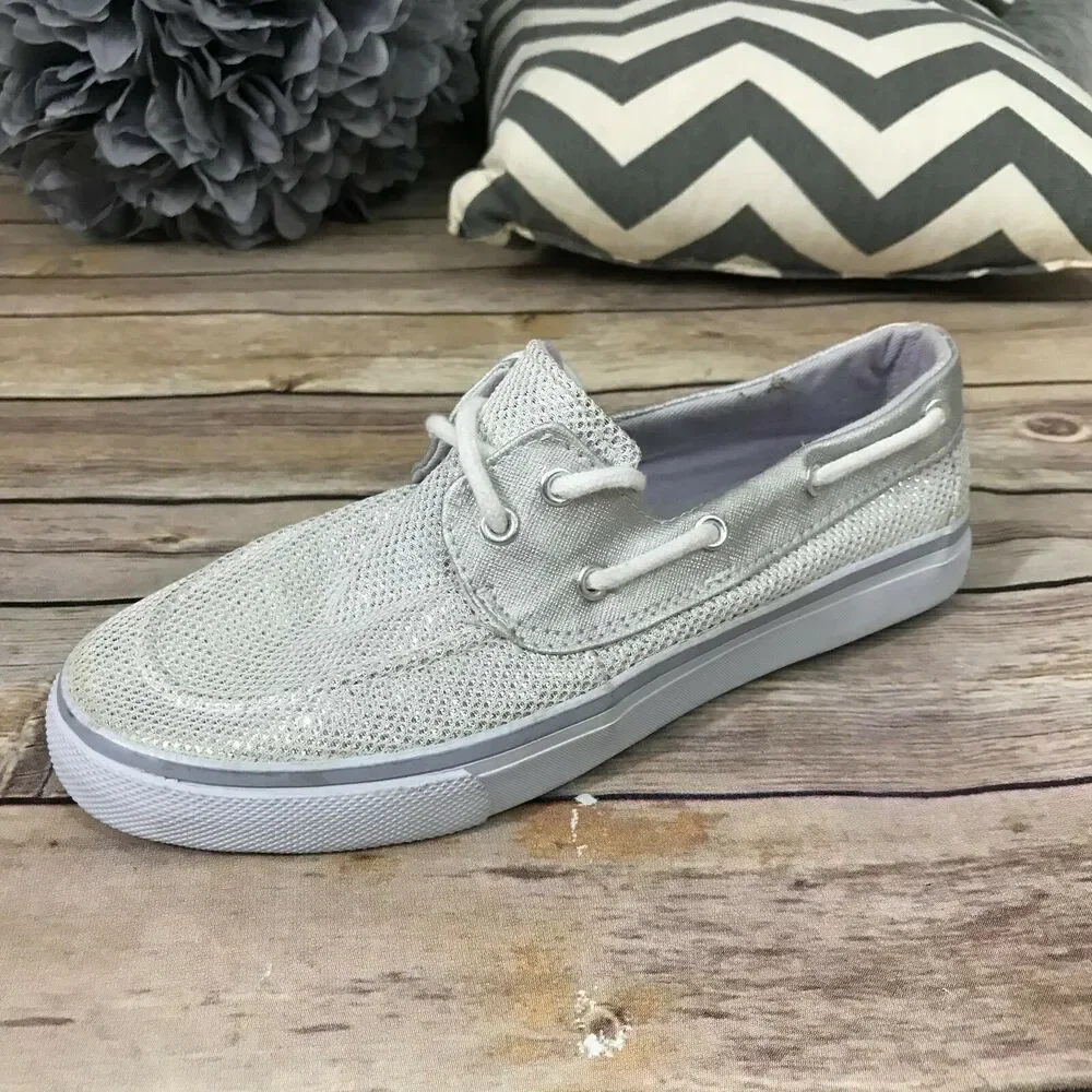 Austin Trading Co Womens Shoes Size 5 Silver Top‎ Siders Boat Sparkly NEW